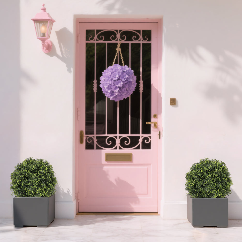 22in Artificial Topiary Boxwood Ball Trees – Faux Evergreen Potted Shrubs for Porch, Patio, Entryway, or Indoor Living Room Decor, 2pcs/set Media 8