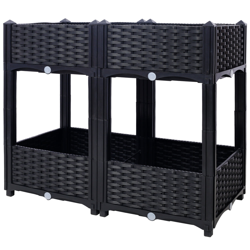 Planter Raised Beds - Elevated Planter Garden Box with Drainage Plug Raised Garden Beds for Vegetable/Flower/Herb Outdoor Standing Planter Beds Gardening Kit,Black,31.5'x15.7'x27.7' Media 1