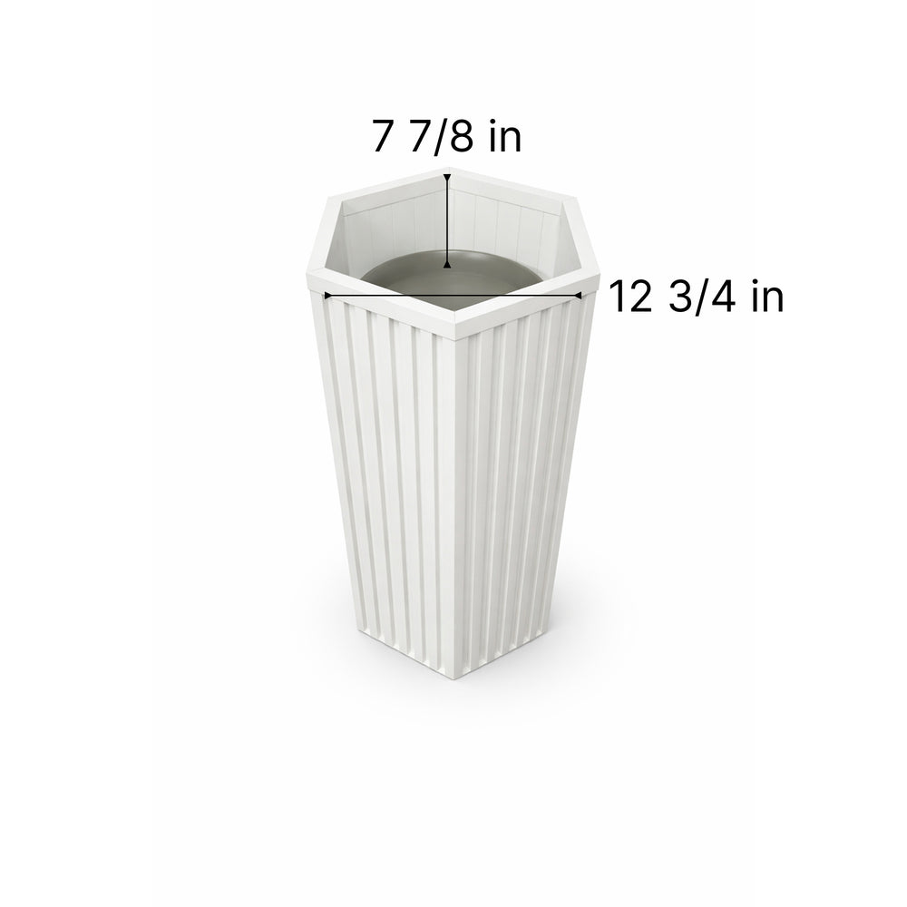 Hexagon Column Planter LG - White Media 7
