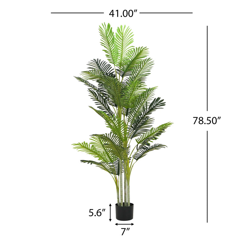 78.5' Artificial Palm Tree with Black Plastic Pot, Set of 2