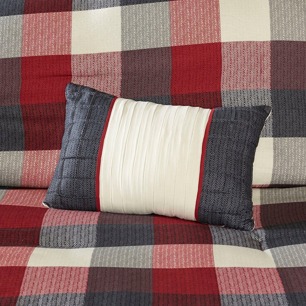 7 Piece Herringbone Comforter Set Red Cal King Media 4