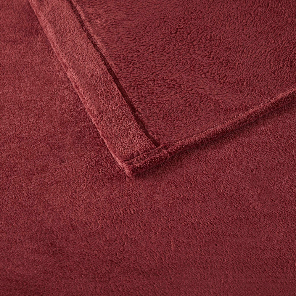 4 PCS Full Micro Plush Sheet Set Burgundy Media 9