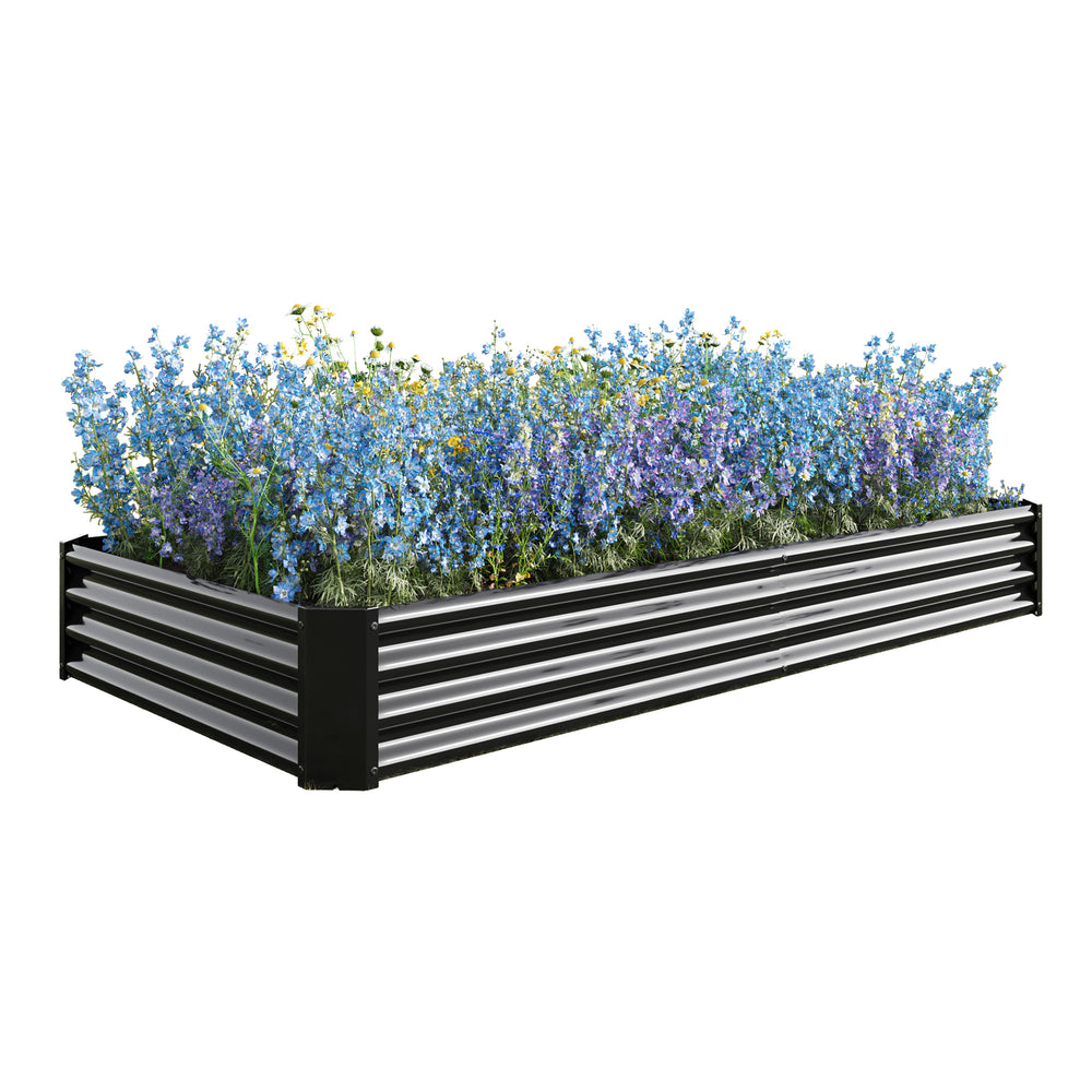 Raised Garden Bed Kit - Metal Raised Bed Garden 7.6x3.7x0.98ft for Flower Planters, Vegetables Herb Black Media 11