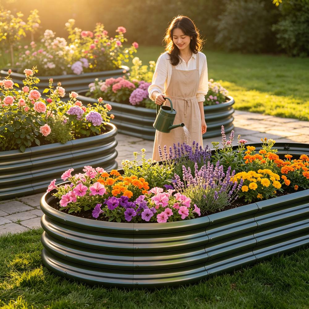 Galvanized Raised Garden Bed 6x3x1ft - Heavy Duty Metal Planter Box for Vegetables, Herbs & Flowers, Rust-Proof Outdoor Garden Bed with Large Capacity, Black, 2PCS Media 4
