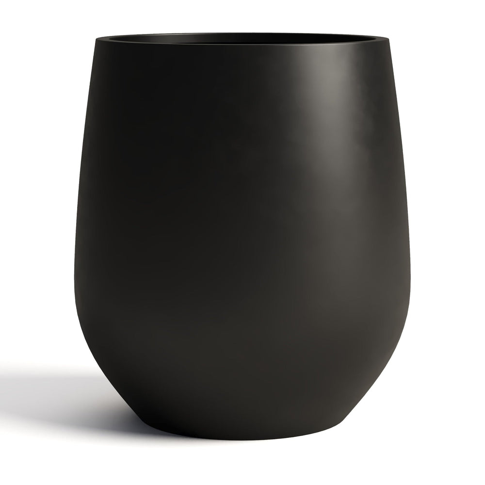 DTY Signature Mount Wilson Modern Indoor Outdoor Fiberstone Tapered Planter, Lightweight, Weather Resistant Garden Pot with Drainage Hole & Rubber Plug (Black, 11'' D x 12'' H) Media 15
