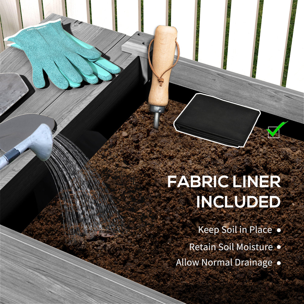 Spacious Elevated Garden Bed,Wood Raised Garden Box,with Side Table,Bottom Shelf,Bed Liners and Drainage Holes Media 6