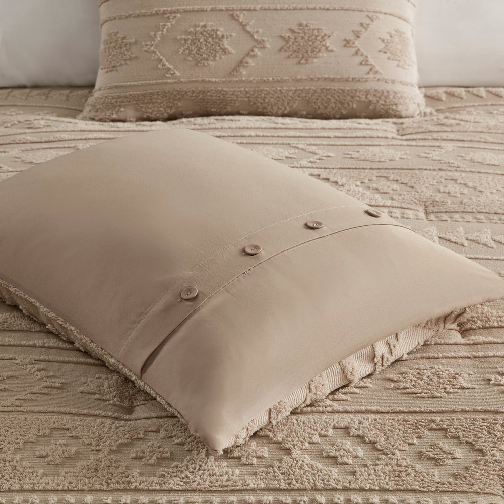 3 PCS Full/Queen Chenille Oversized Comforter Set Tan Media 6