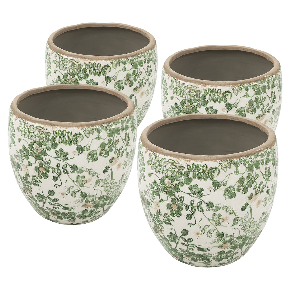 5.1x5.1x4.5' Ceramic Flower Vase with Floral Pattern, 4 Pack Media 1