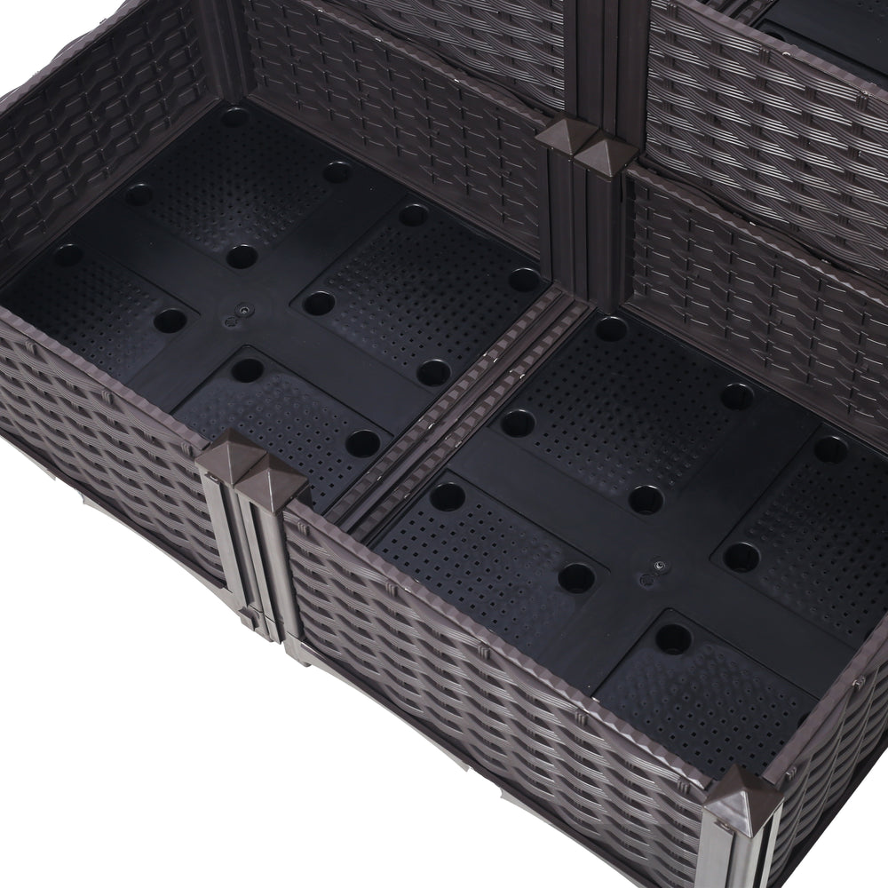 4 Piece Raised Garden Bed with Legs, Self-Watering Planter Box Raised Bed to Grow Flowers, Herbs & Vegetables, Brown Media 8