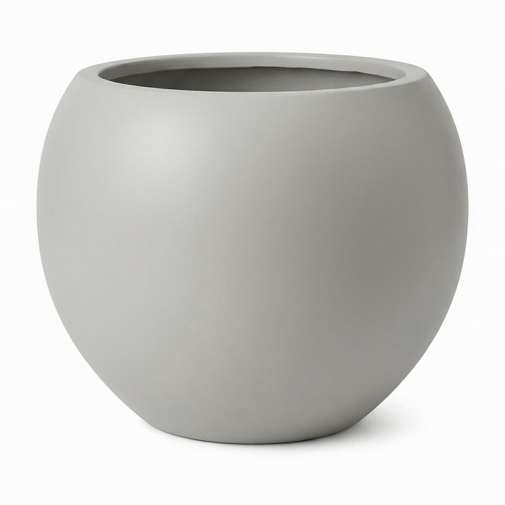 DTY Fiberstone Globe Planter Indoor Outdoor — Lightweight Sphere Ball Pot for Olive Tree, Monstera & Palm | Fiberglass Stone | UV Resistant, Drainage Hole | 2 Coco Mats | Black | 12.6
