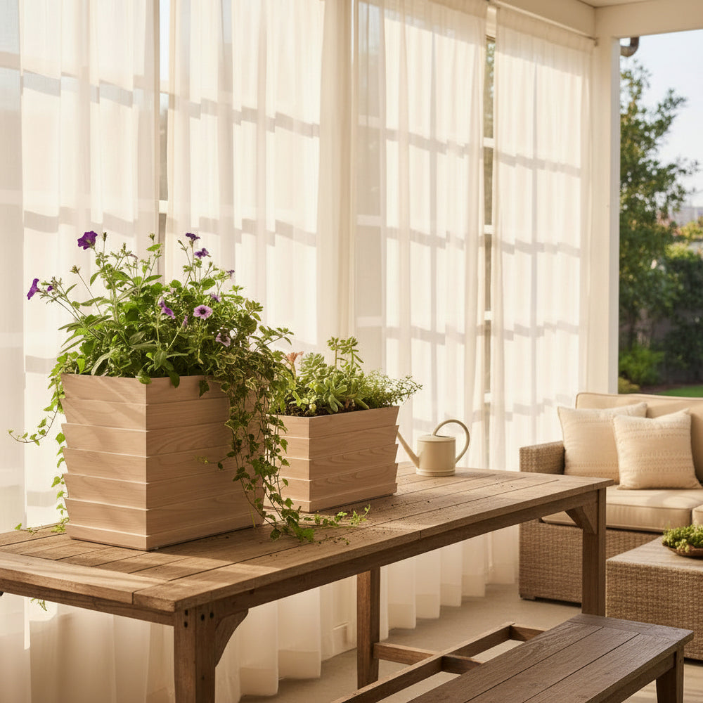 Rectanglar Ridge Box Planter Tall - Ash Brown Media 4