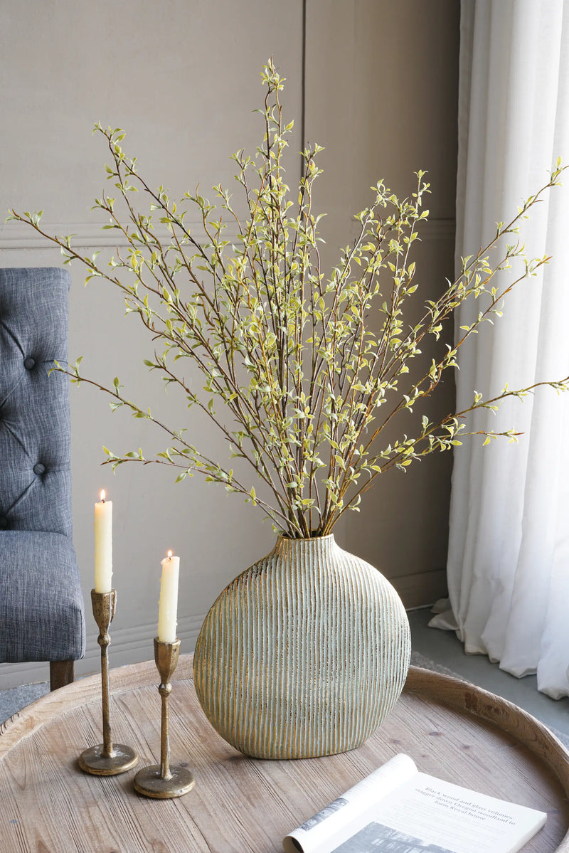 Ceramic Accent Vase with Vertical Ribbed Texture