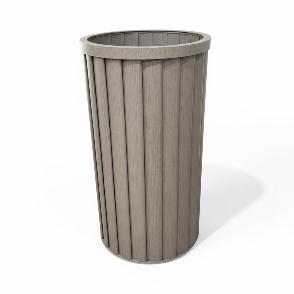 Round Strata Column Planter LG - Grey Brown Media 1