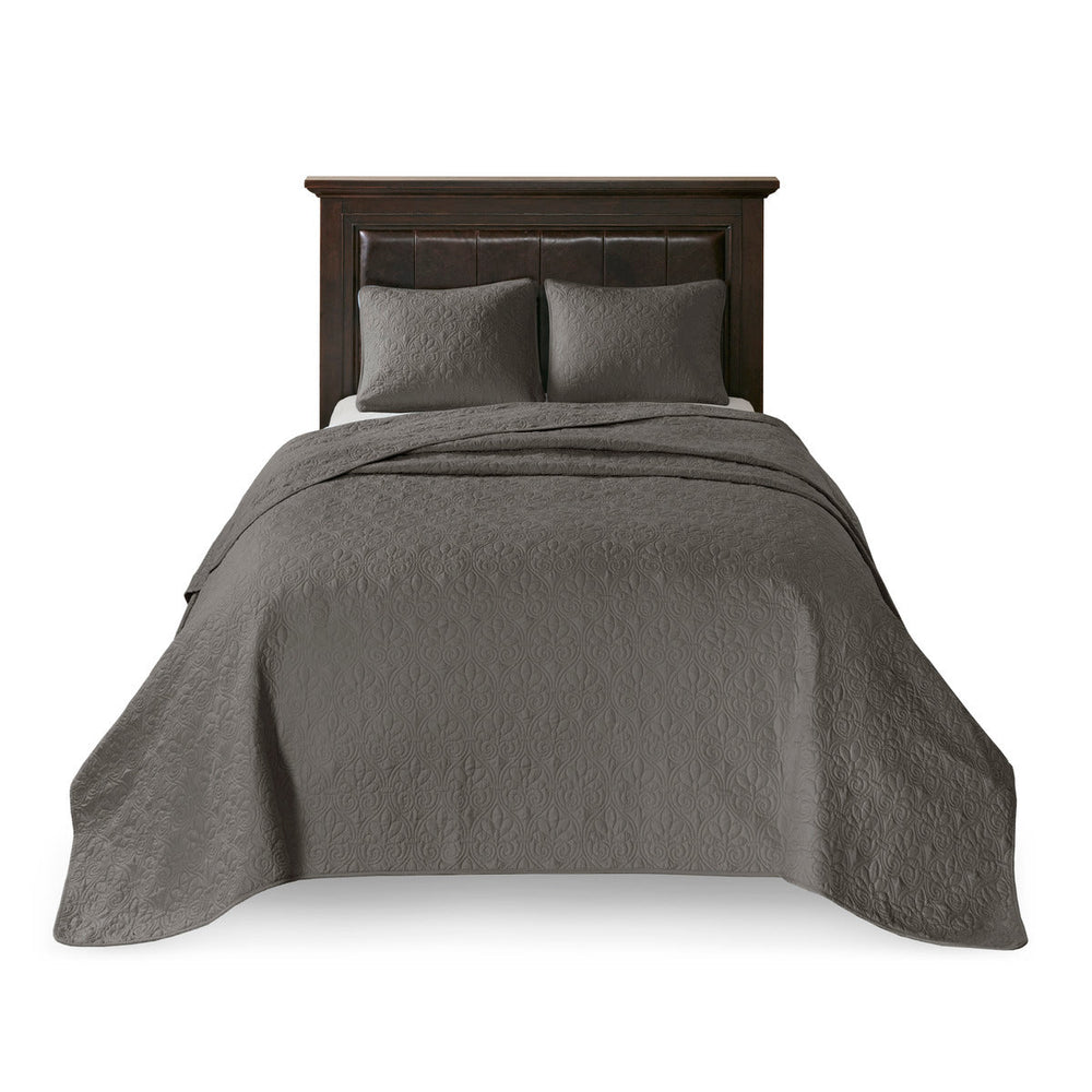 Reversible Bedspread Set Dark Grey King Media 10