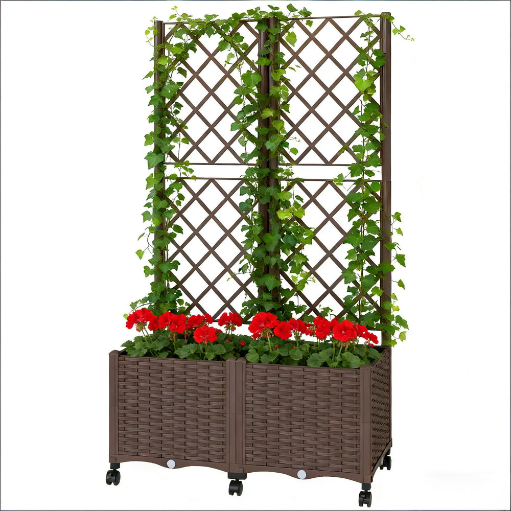 Outdoor Stylish Planter Box,Mobile Raised Garden Bed Media 5