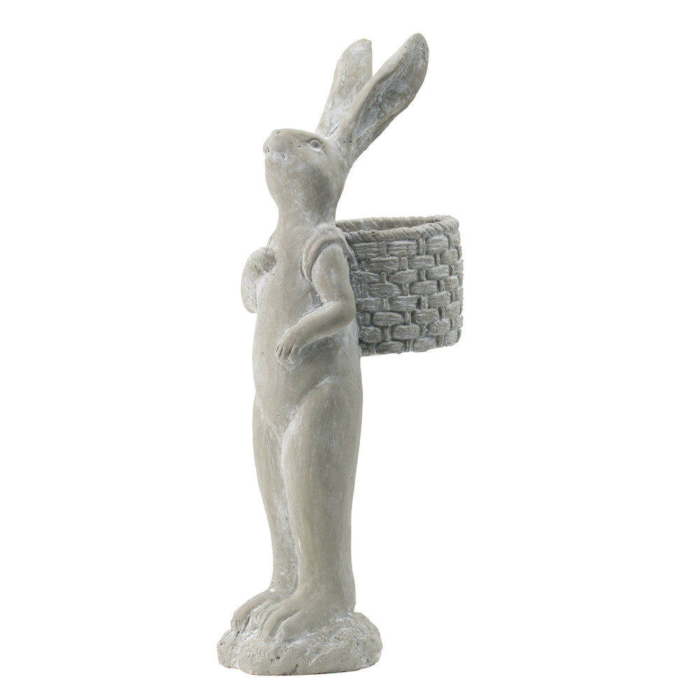 8.5x5.5x19.5' Tall Gray Cement Rabbit Basket Planter Media 8