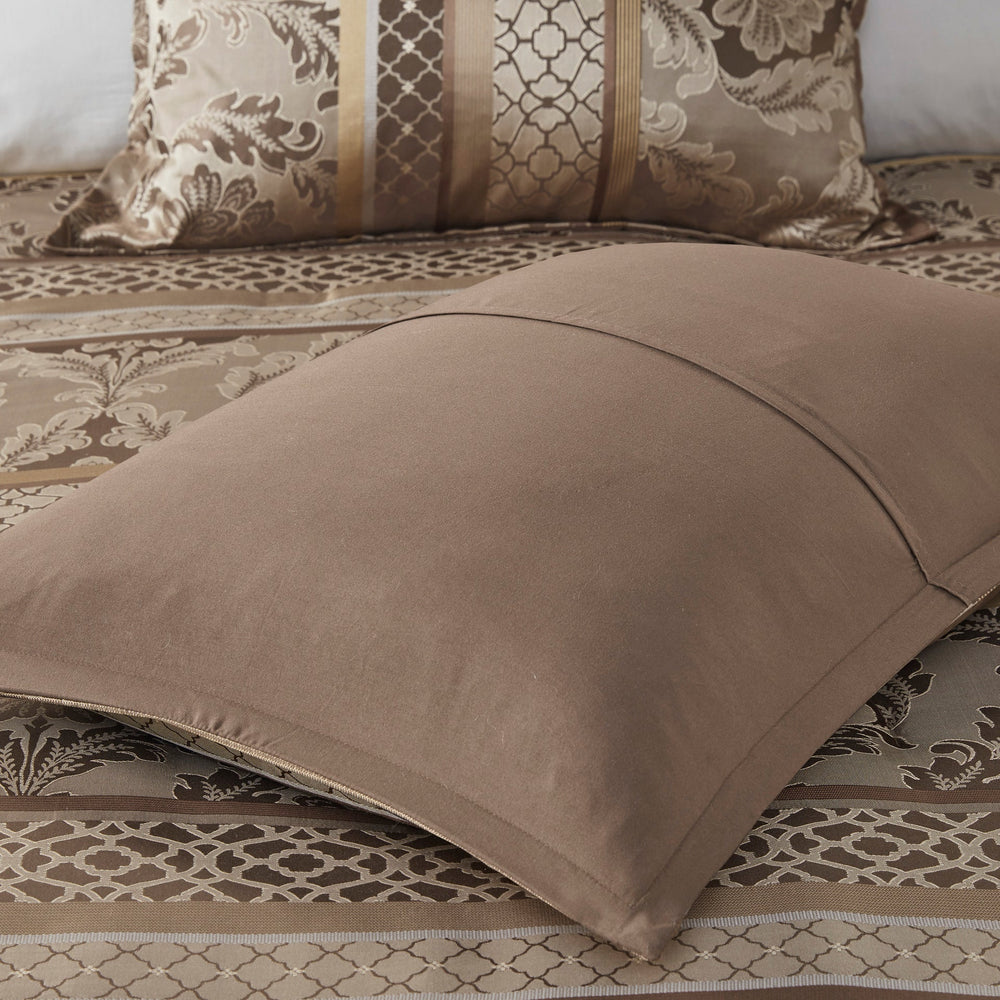 7 Piece Jacquard Comforter Set Brown/Gold King Media 10