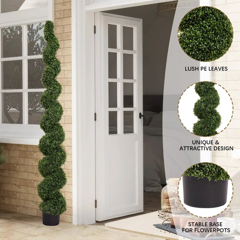 Topiary Bonsai Artificial Spiral Tree Plant Outdoor UV Resistant Plastic Boxwood 210cm Green