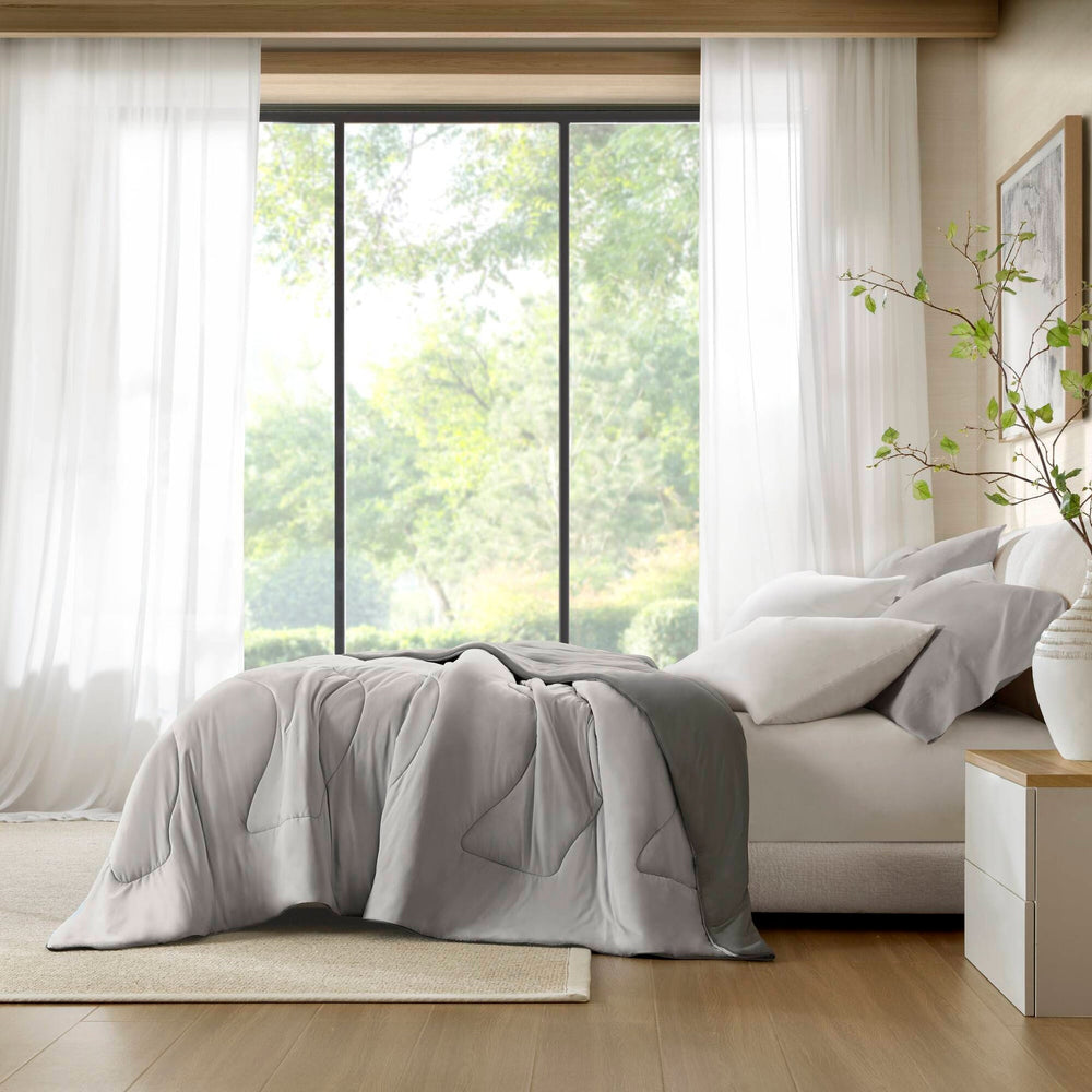 1-Piece Full/Queen Reversible Tencel Comforter Blanket,Gray Media 4