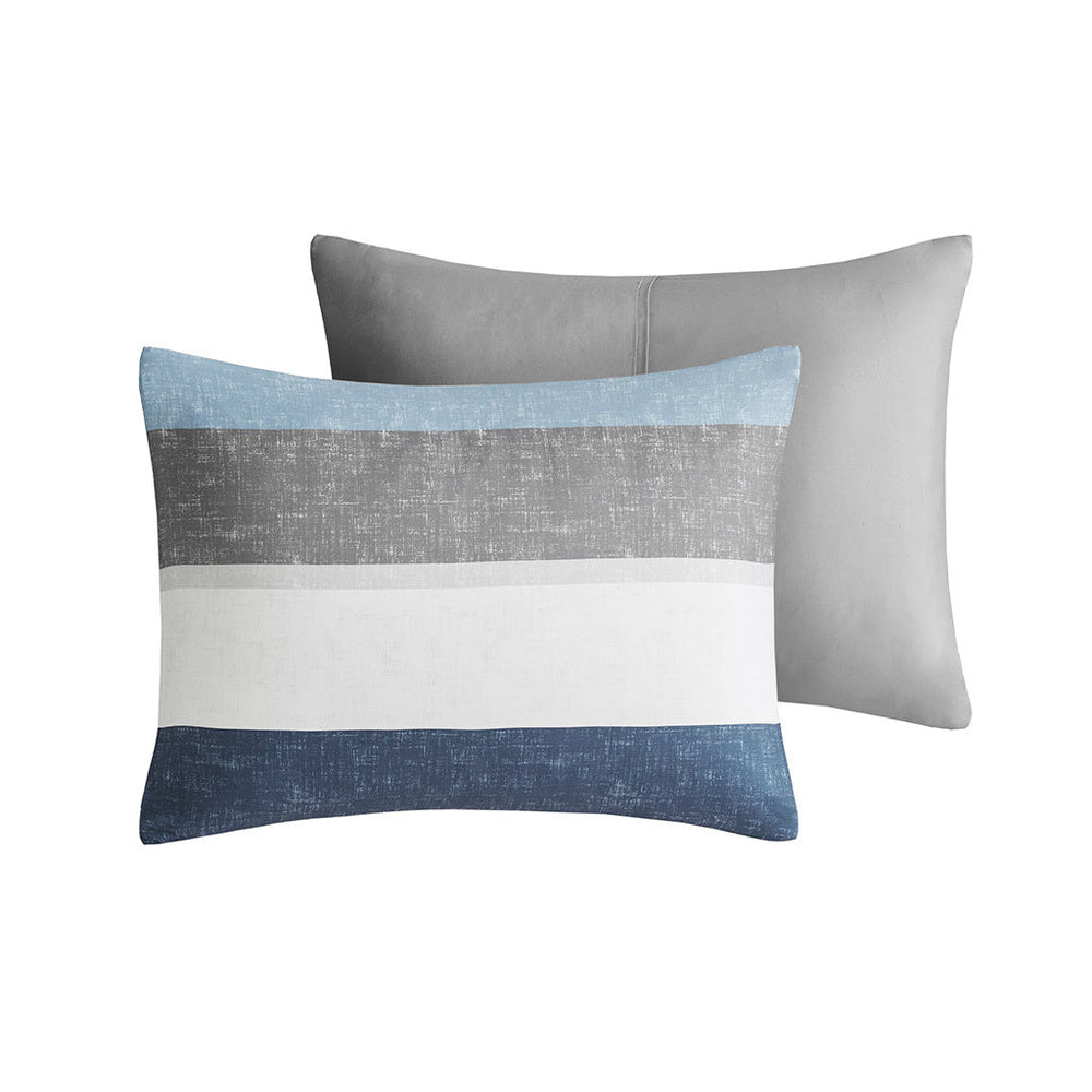 Stripe Comforter Set with Bed Sheets Blue/Grey Cal King Media 13