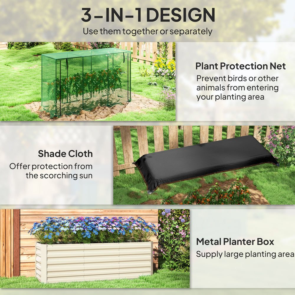 Galvanized Steel Planter Box,Crop Cage and Shade Cloth with Raised Garden Bed Media 6