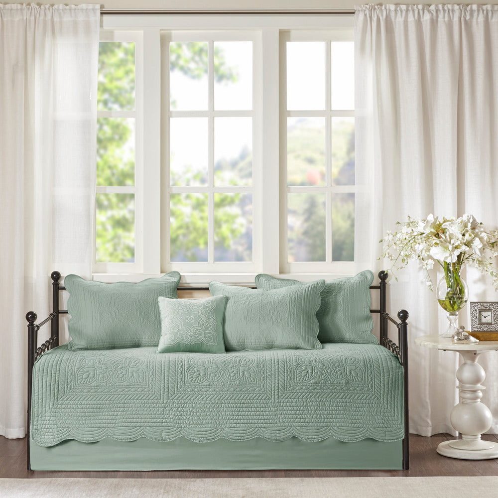 6 Piece Reversible Scalloped Edge Daybed Cover Set Seafoam Daybed Media 6