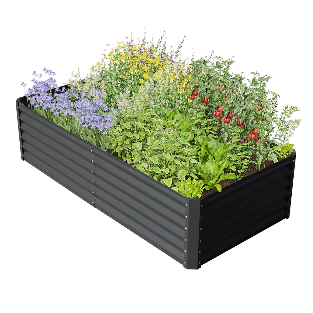8×4×1.5 ft Galvanized Raised Garden Bed, Outdoor Planter Garden Boxes Large Metal Planter Box for Gardening Vegetables Fruits Flowers, Dark Grey Media 3