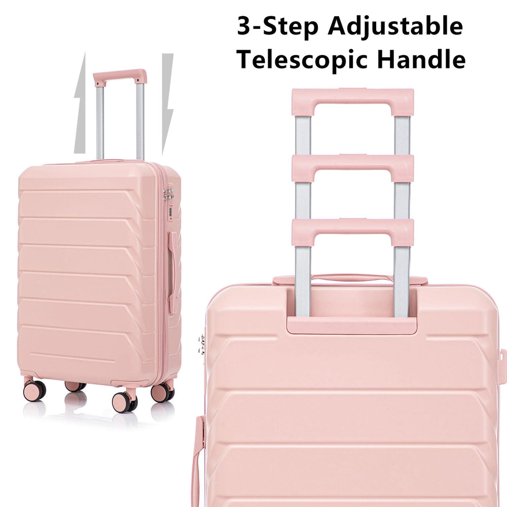 ABS Spinner Luggage 3 Piece Set Pink Matching Color & Combination Lock For Travel Use Media 11