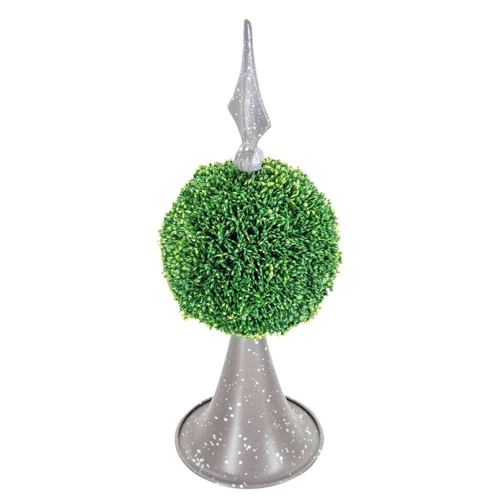 7x7x17' Faux Boxwood Topiary Sphere on Metal Spire Media 2