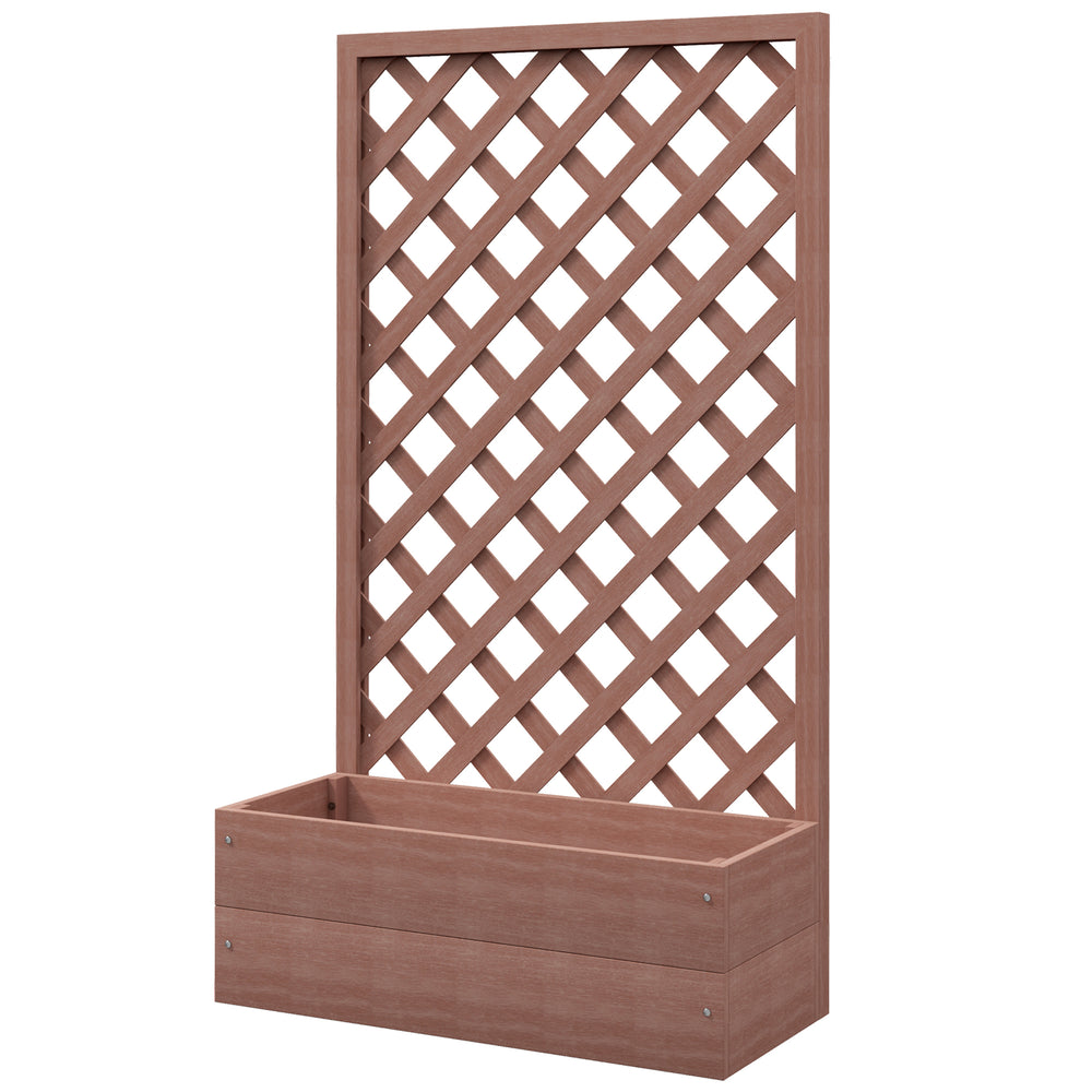 Outsunny Raised Garden Bed with Trellis Lattice, Wood Planter Box with Self Draining Gap, Freestanding Trellis Planter for Climbing Plants, Vines, Flowers, 29.5' x 13.25' x 53.25', Light Brown Media 10