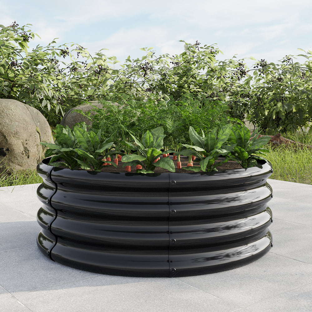 32.08'*11.4' Tall Round Raised Garedn Bed,Metal Raised Beds for Vegetables, Outdoor Garden Raised Planter Box, Backyard Patio Planter Raised Beds for Flowers, Herbs, Fruits Black Media 5