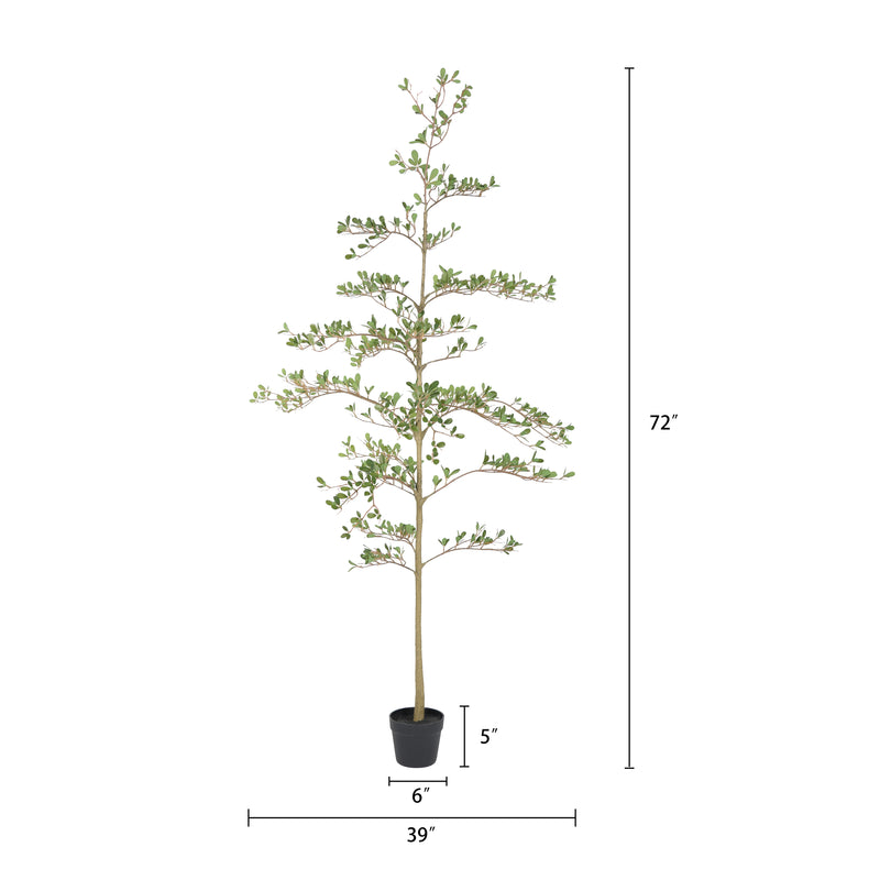 6ft Artificial Olive Tree, Realistic Faux Potted Plant in Black Pot, Indoor & Covered Outdoor Decorative Tree for Living Room and Office, 1pc/set