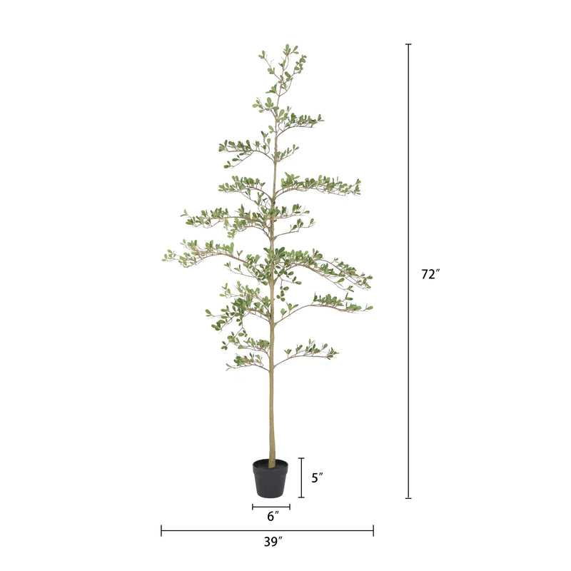 6ft Artificial Olive Tree, Realistic Faux Potted Plant in Black Pot, Indoor & Covered Outdoor Decorative Tree for Living Room and Office, 1pc/set