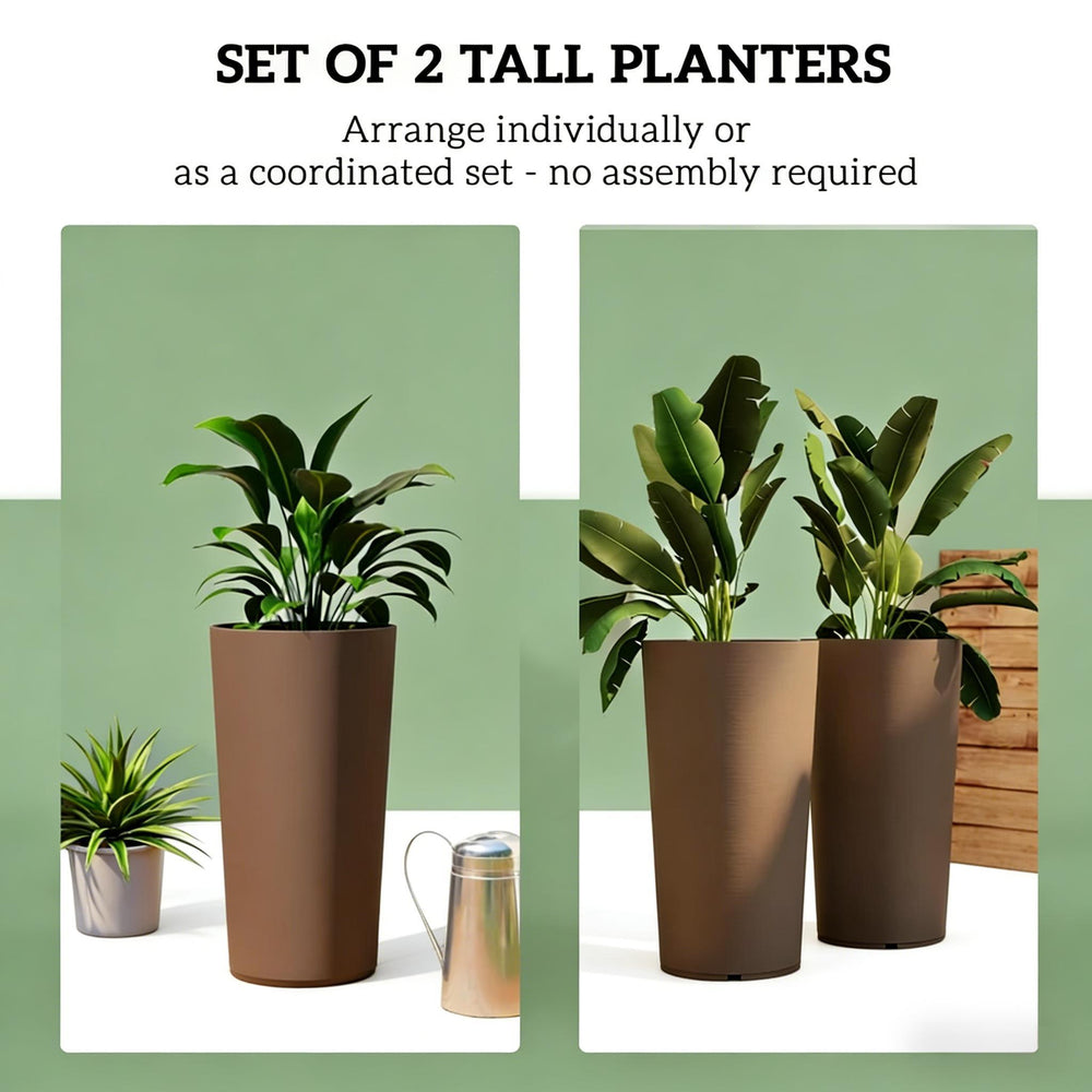 Tall Planter,Stackable Large Planters,Set of 2 Flower Pots Media 5