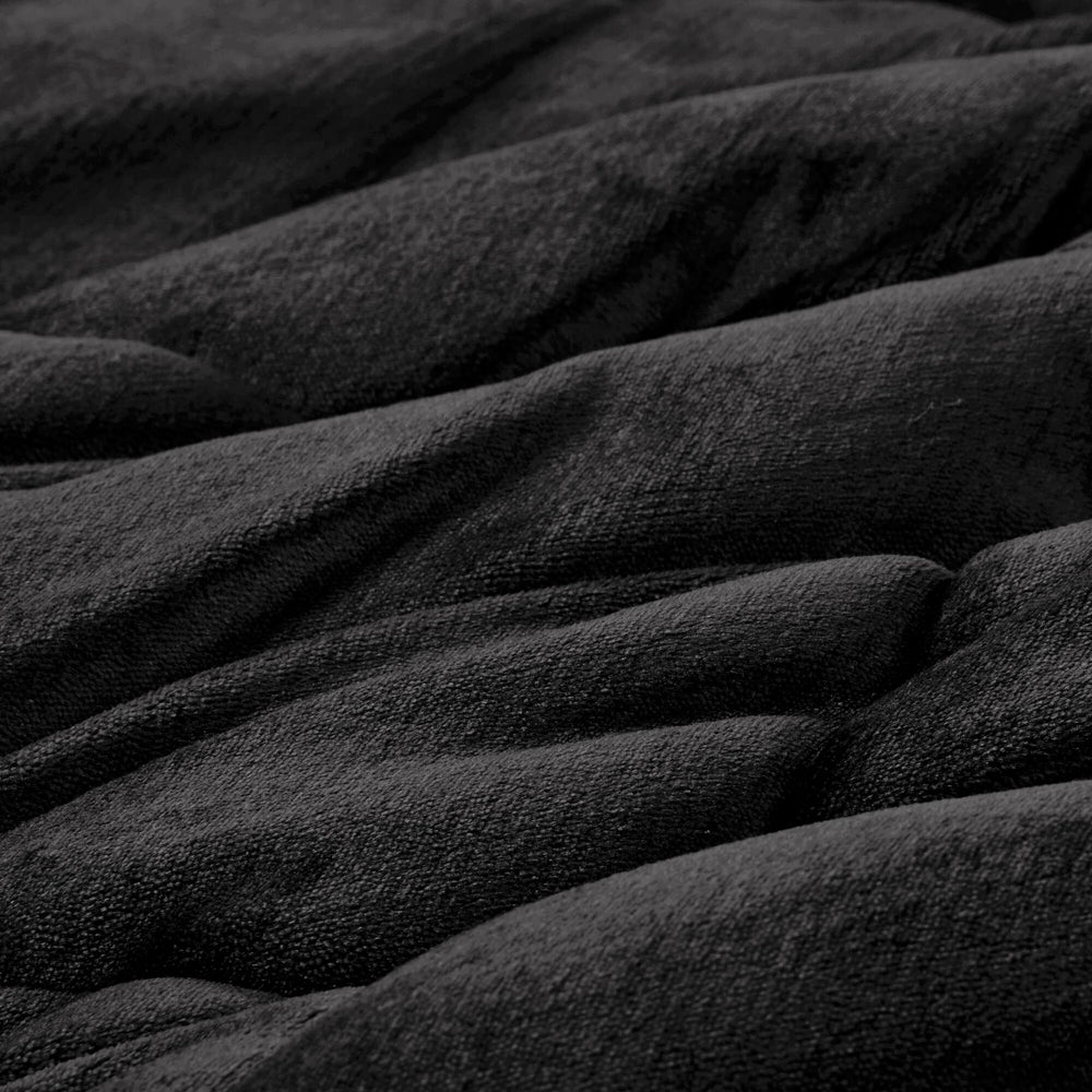 4-Piece Full/Queen Plush to Sherpa Down Alternative Comforter Set,Black/Black Media 12