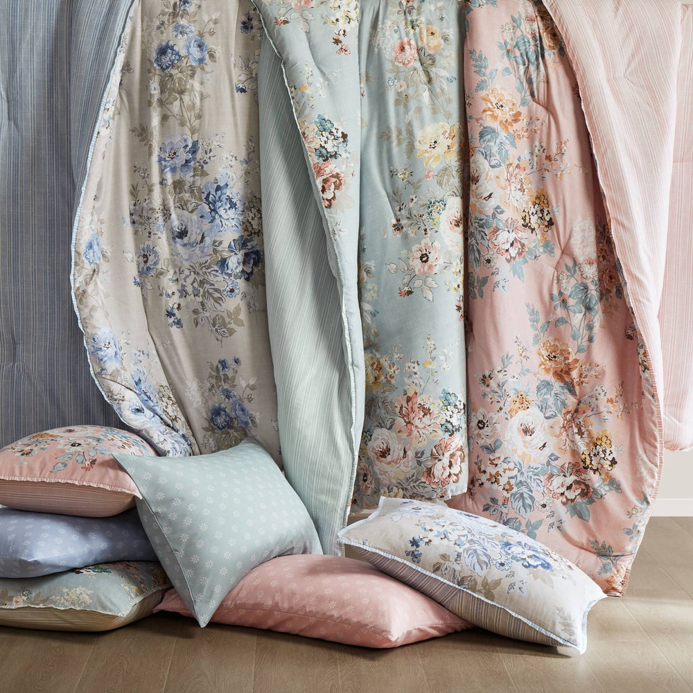 5-Piece Twin 5 Piece Vin -inspired Collection floral print,Beige/Blue Media 13