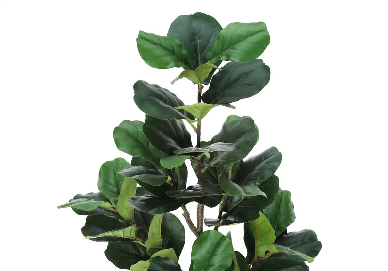 Artificial Plant, 49' Tall, Fiddle Tree, Indoor, Faux, Fake, Floor, Greenery, Potted, Real Touch, Decorative, Green Leaves, Black Pot