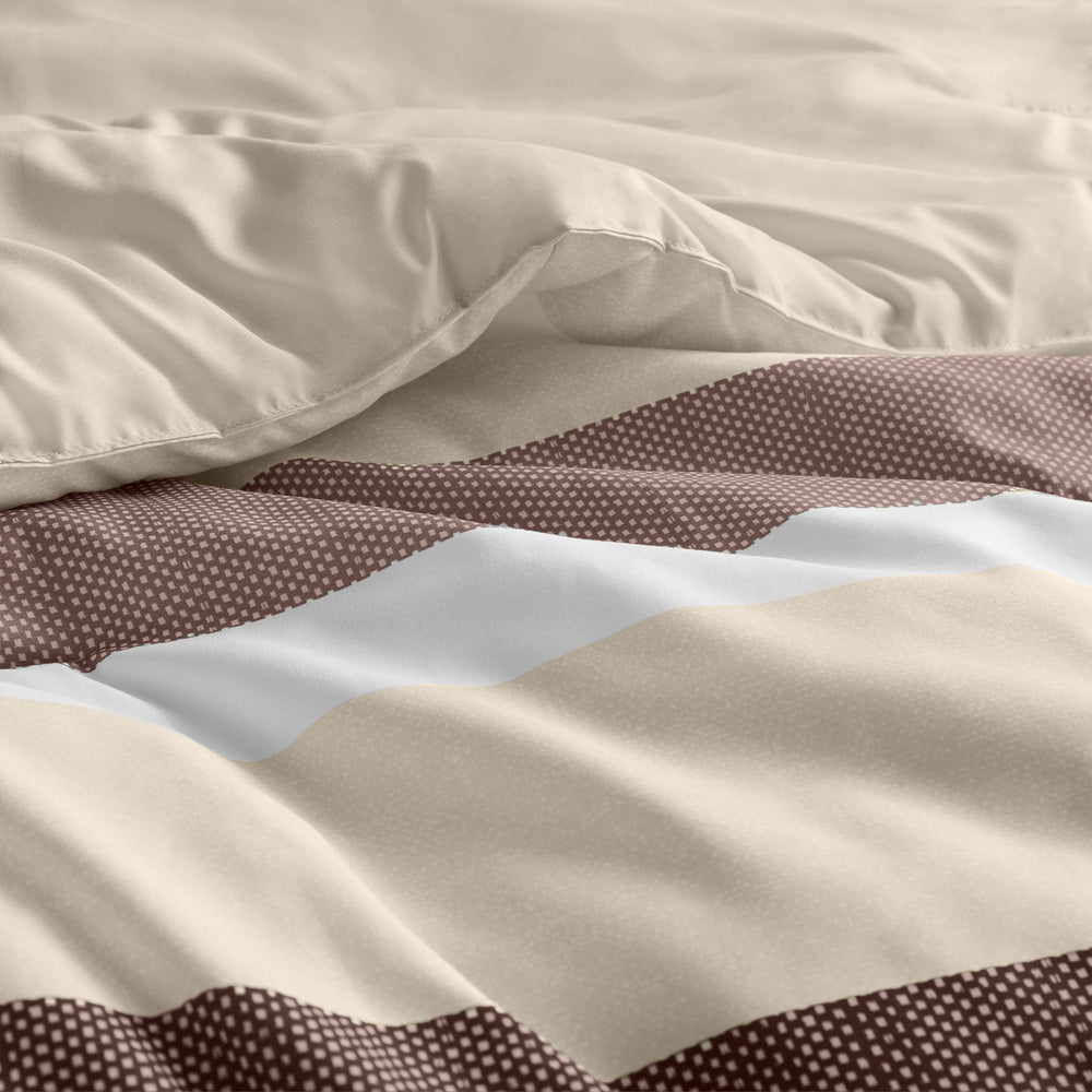 3-Piece Full/Queen Stripe Textured Print Comforter Set,Terracotta Media 11
