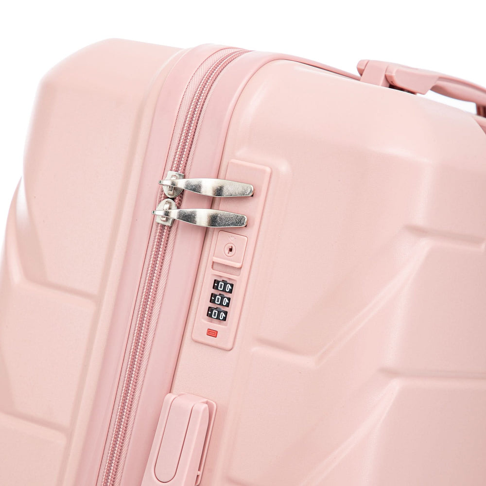 ABS Spinner Luggage 3 Piece Set Pink Matching Color & Combination Lock For Travel Use Media 15