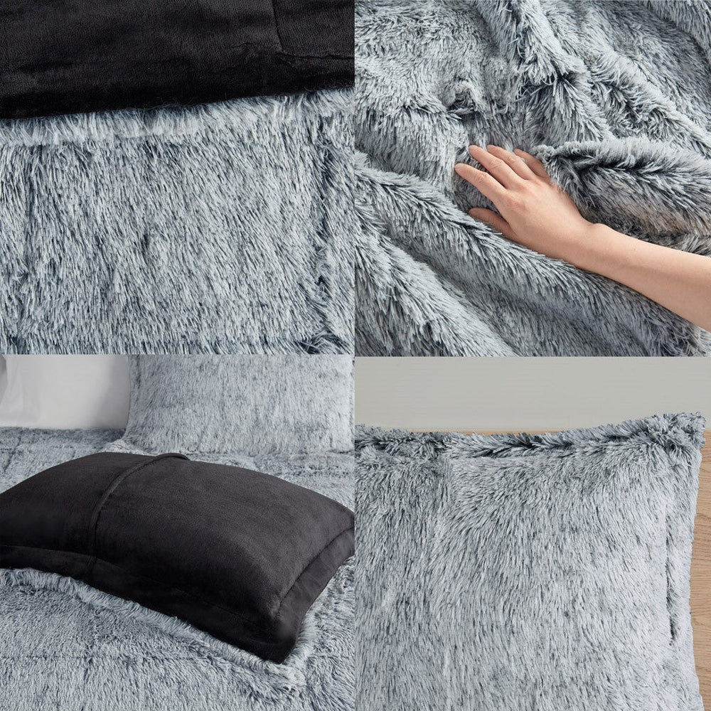 King/Cal King Shaggy Long Fur Comforter Mini Set Media 2