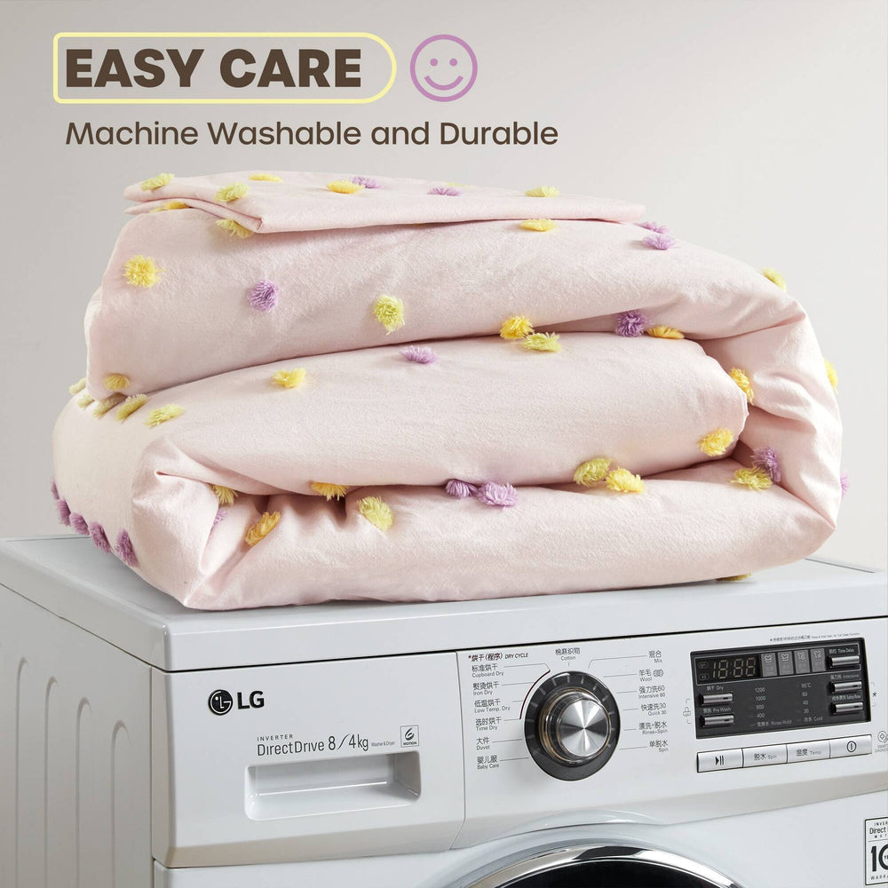 4PCS Twin/Twin XL Cotton Jacquard Pom Pom Comforter Set Media 8