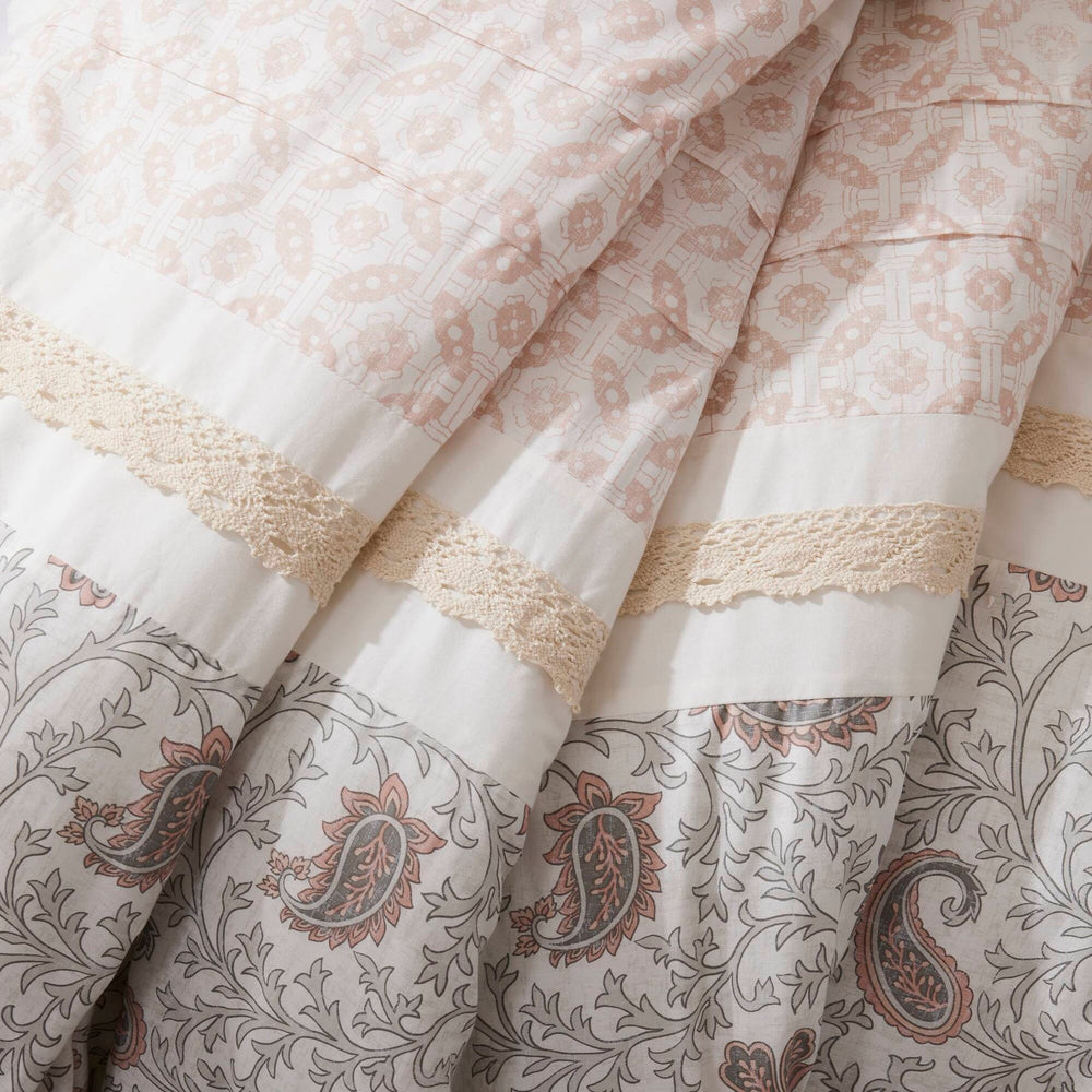 9 Piece Cotton Percale Comforter Set Blush Queen Media 13