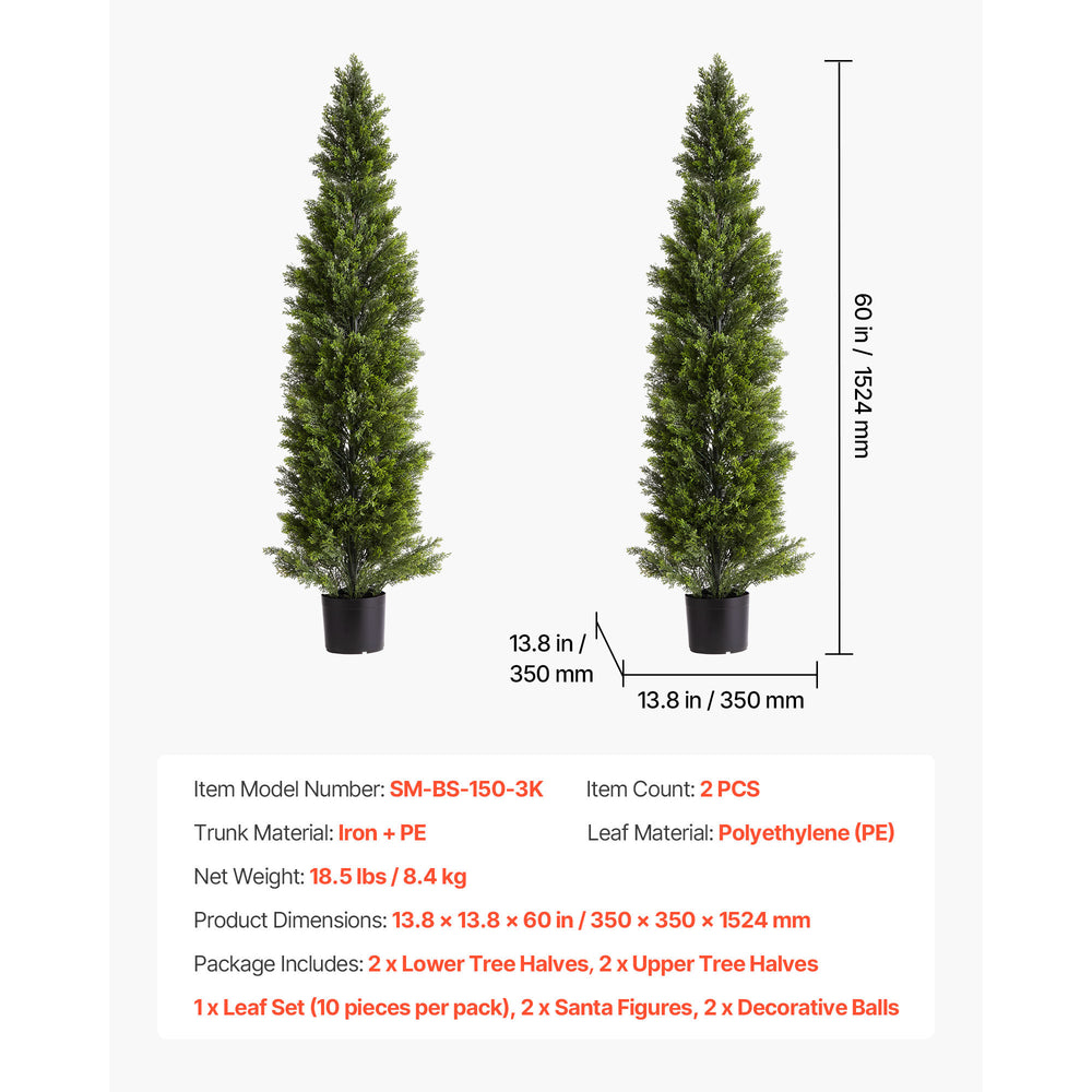 Artificial Topiary Cedar Trees, 60 inch 2 Set Faux Pine Shrubs Plants, Fake Silk Tree Look Real, Easy Assembly for Decor Front Porch Outdoor Patio Garden Balcony Backyard Indoor Office Media 6
