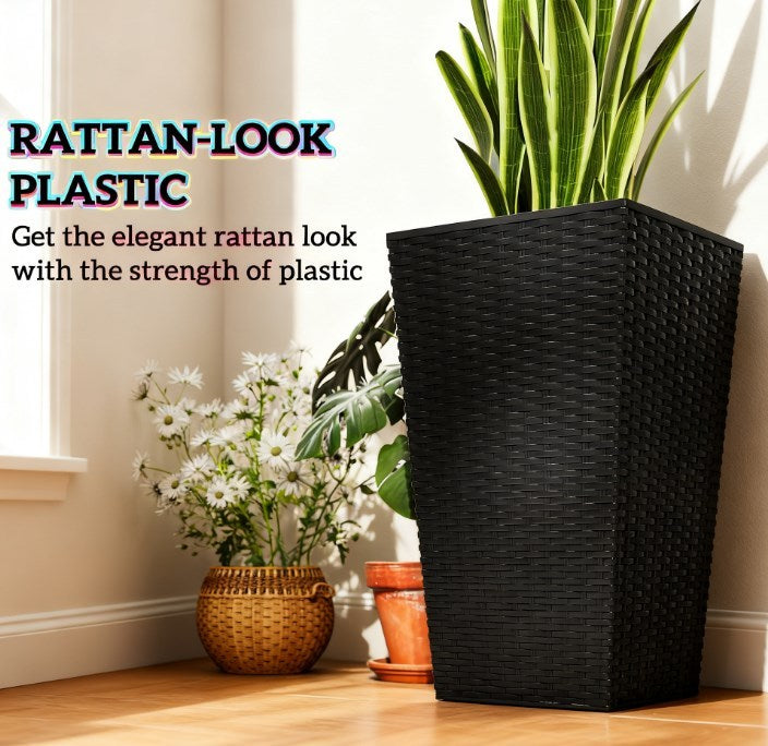 Plant Pots,Tall Planters for Indoor Outdoor Plants Set of 3,Taper Planters with Drainage Holes,for Indoor Outdoor Media 4