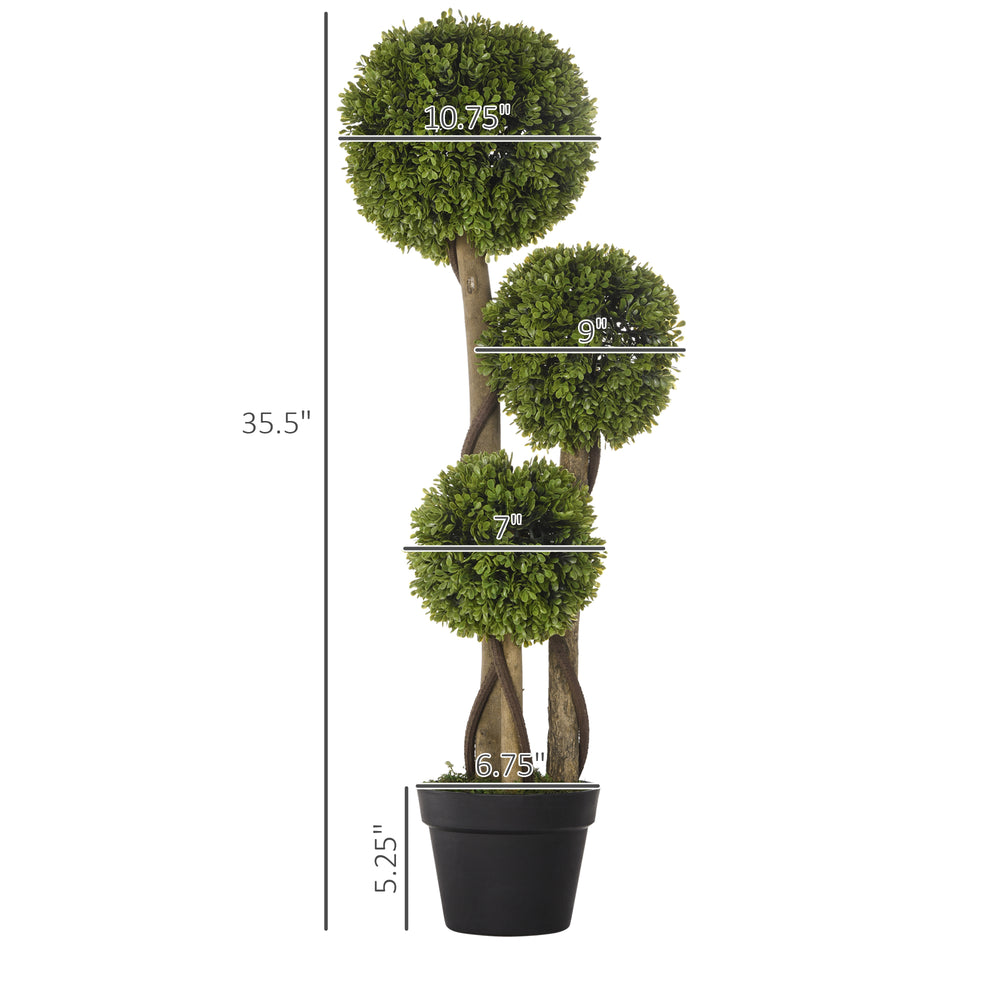 Artificial Plant for Home Decor Indoor & Outdoor Fake Plants Artificial Tree in Pot, 3 Ball Boxwood Topiary Tree for Home Office, Living Room Decor, Light Green Media 7