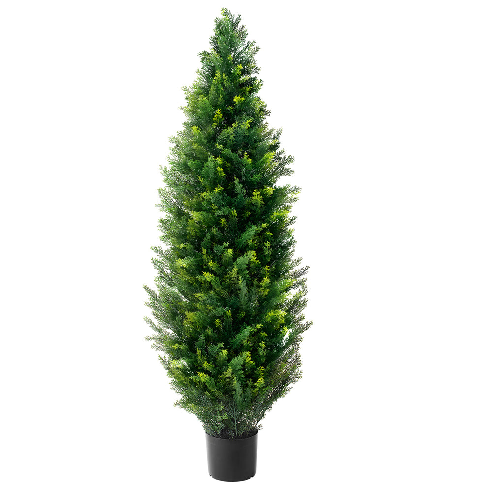 2 Pack 4' Artificial Cedar Topiary Tree Faux Plant UV Decor In/Outdoor Media 7