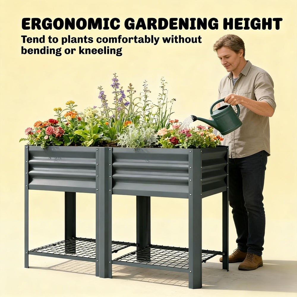 Patio Planter Box,Outdoor Elevated Planter Box,Raised Garden Bed Media 4