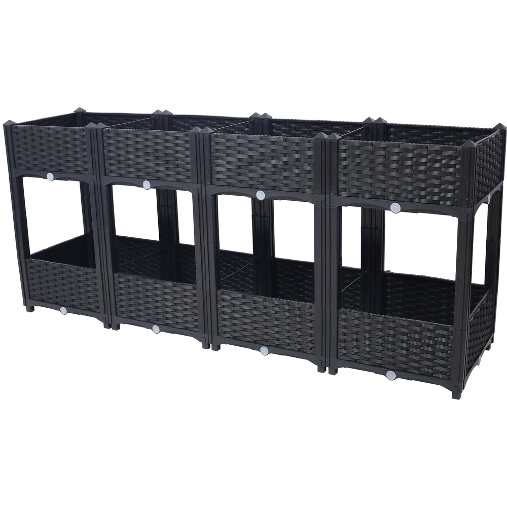 Planter Raised Beds - Elevated Planter Garden Box with Drainage Plug Raised Garden Beds for Vegetable/Flower/Herb Outdoor Standing Planter Beds Gardening Kit,Black,63'x15.7'x27.7' Media 1