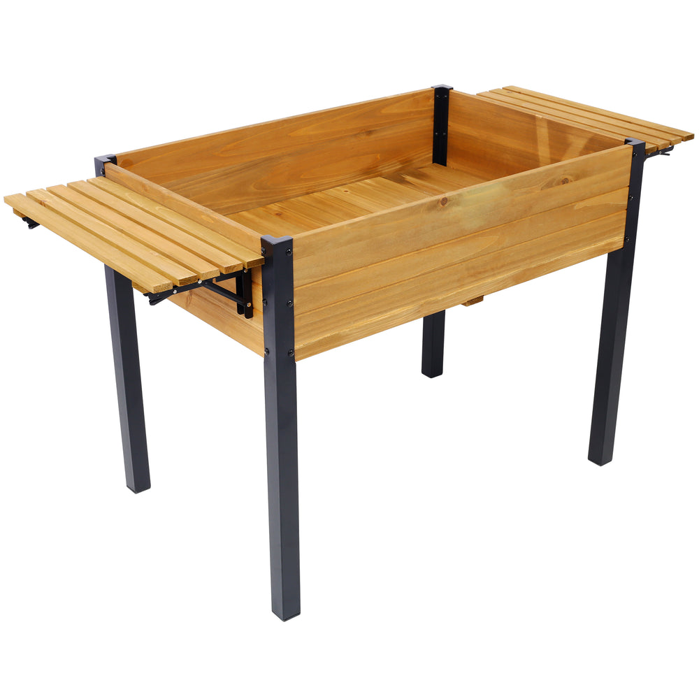 Raised Garden Bed, Metal Leg Wood Planter Boxes with Folding Storage Shelf,Elevated Planter Box for Growing Fresh Herbs, Vegetables, Flowers Great for Outdoor Patio, Deck, Balcony Media 3