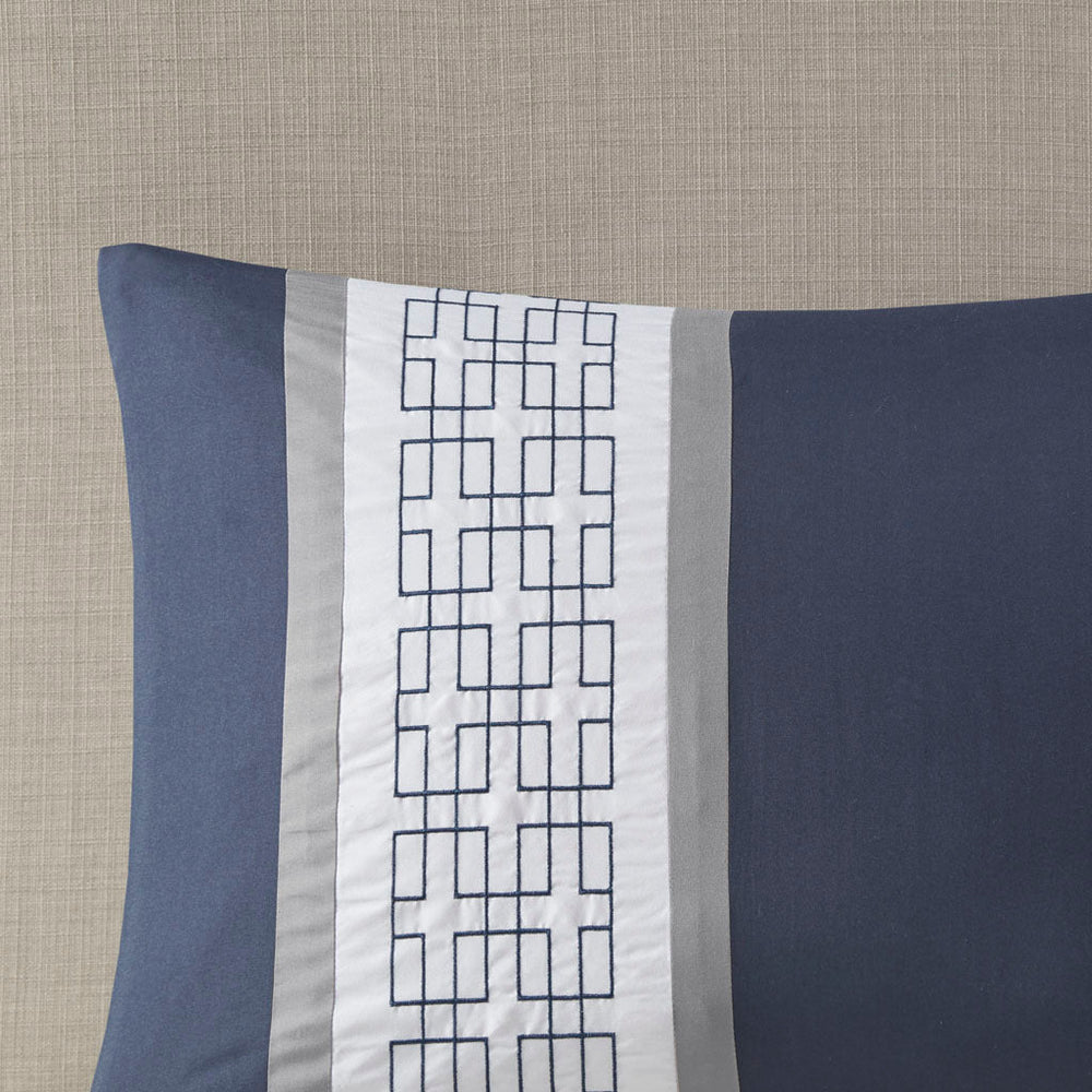 8 Piece Embroidered Comforter Set Navy King Media 4